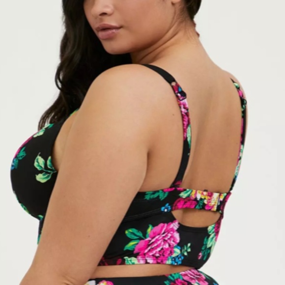 Torrid Underwire Strappy Front Bikini Top Sz 1 DD/DDD Bright Floral - Picture 2 of 13